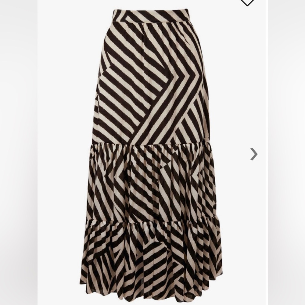 Sachin & Babi Womens Miranda Striped Slit Brown Beige Midi Skirt Size 12 New